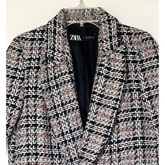 New ZARA Textured Tweed Double Breasted Checked Blazer Jacket - Spain - Picture 3 of 15